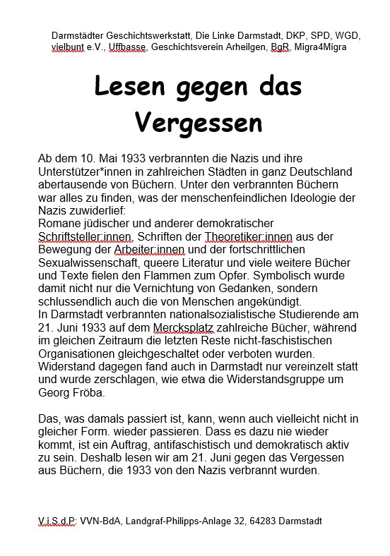 Lesen Gegen das Vergessen Text