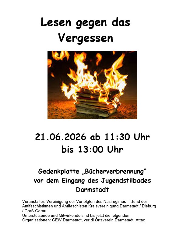 Lesen gegen das Vergessen Bild und termin 21.06.26 ab 11:30 am Jugendstilbad